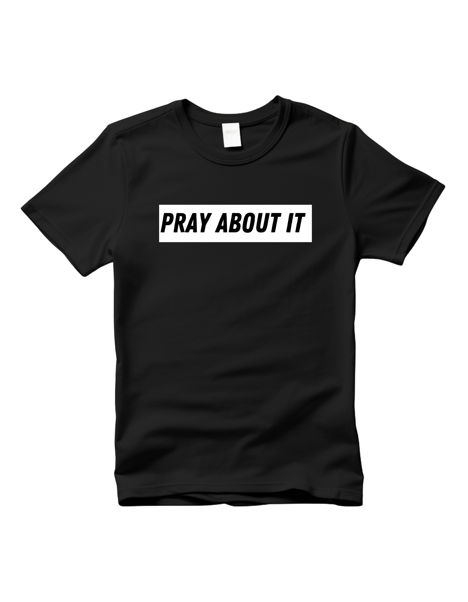 Supporting prayer life wearing black Pray About It shirt- faith-based healing tee Comfort shirt with spiritual message-lifestyle apparel