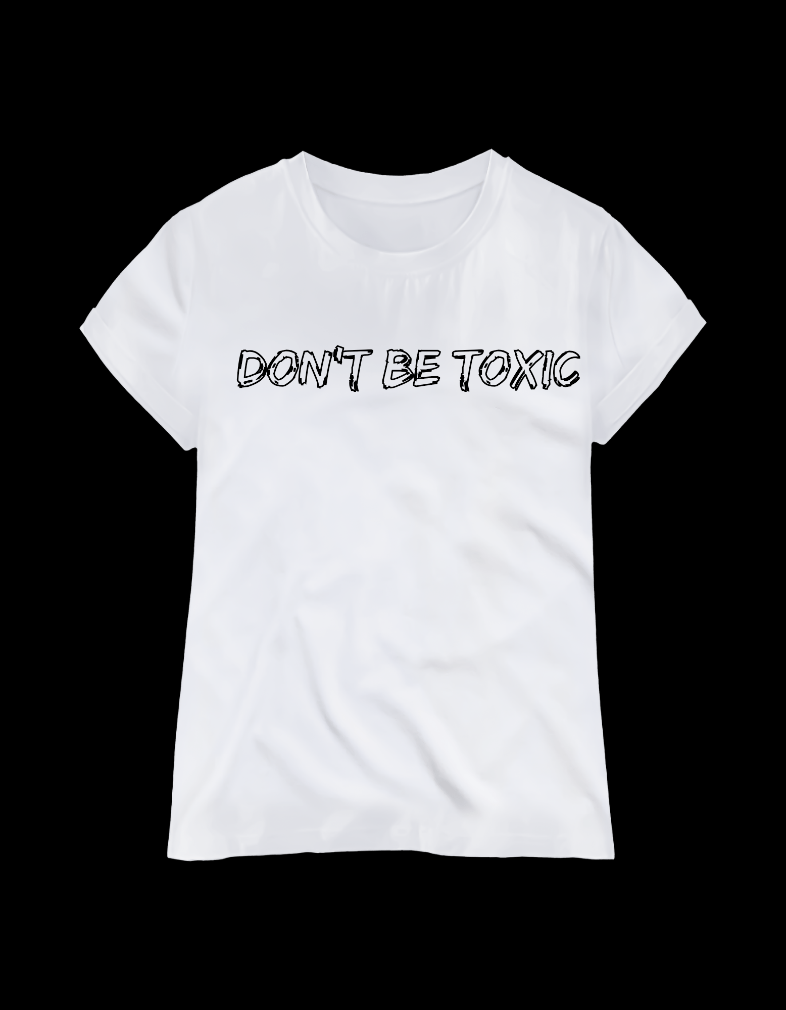 White crew neck t-shirt with the text 'DON'T BE TOXIC' printed in black on the front. setting boundaries self-awareness clothing
