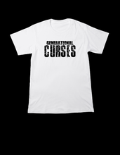Load image into Gallery viewer, White t-shirt with &#39;Generational curses&#39; text bold text - healing apparel
